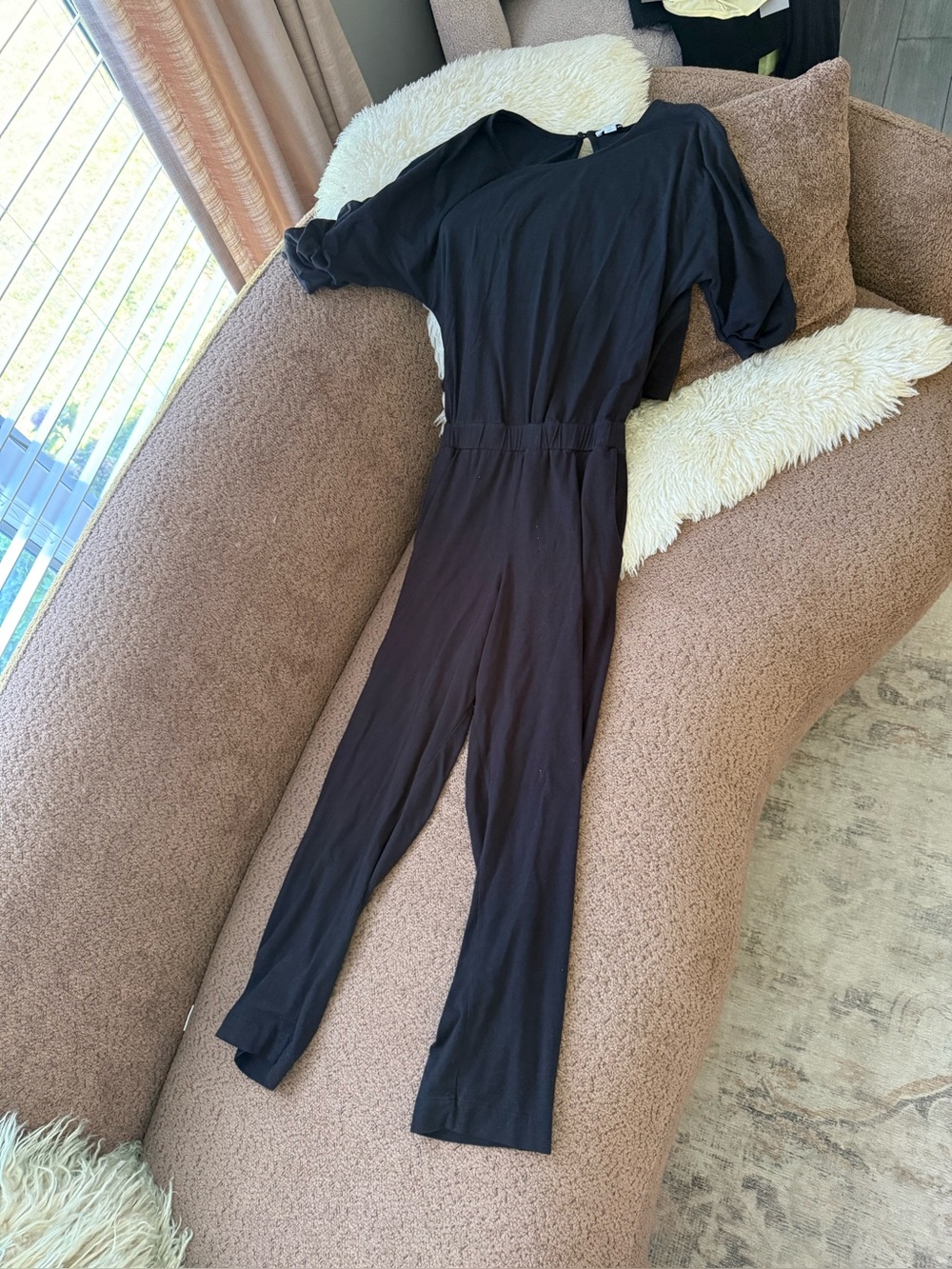 Cuyana Open Back Jumpsuit in Black